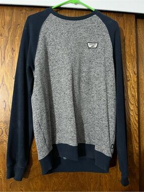 Vans Men’s Grey Heather Body with Navy Raglan Crewneck Sweatshirt